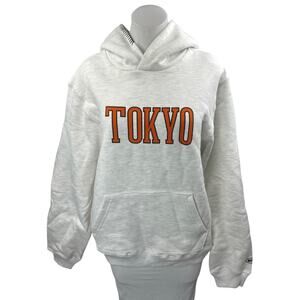 Madhappy Women's Gray Tokyo Long Sleeve Hoodie Hooded Sweatshirt Top Size M